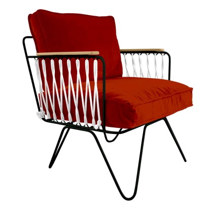 Croisette armchair in brick velvet Honoré Honoré