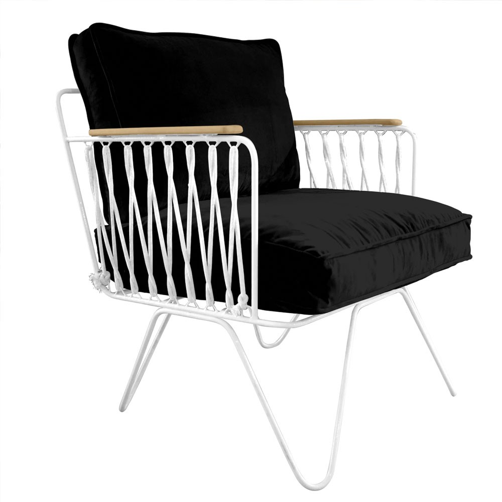 Honoré black velvet Croisette armchair