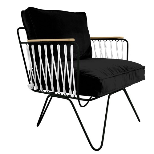 Poltrona Croisette in velluto nero Honoré