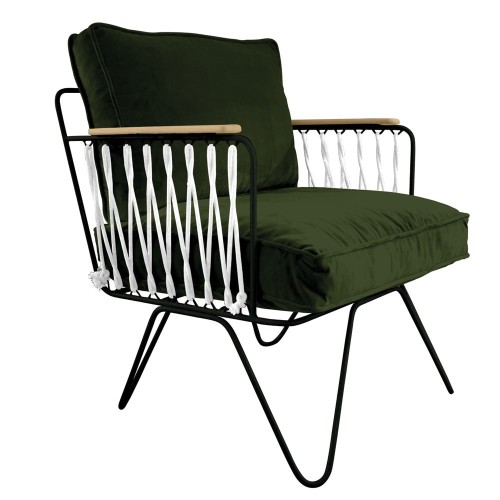 Fauteuil Croisette en velours vert forêt Honoré