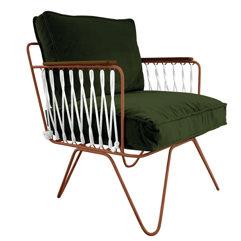 Croisette armchair in forest green velvet Honoré