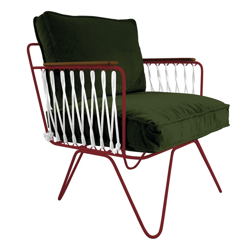 Croisette armchair in forest green velvet Honoré