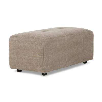 Kleines Hocker-Modul Vint-Sofa aus taupefarbenem Leinen HKliving