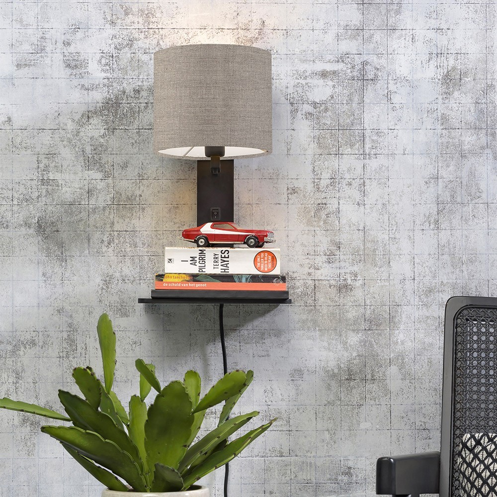 Andes black & dark linen shelf wall light Good & Mojo