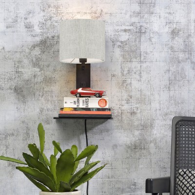 Andes aplique de pared negro y lino claro Good & Mojo Good & Mojo