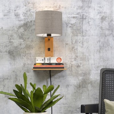 Wall light and shelf Andes natural & dark linen Good & Mojo