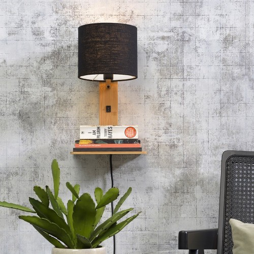 Andes natuurlijke en zwarte wandlamp Good & Mojo