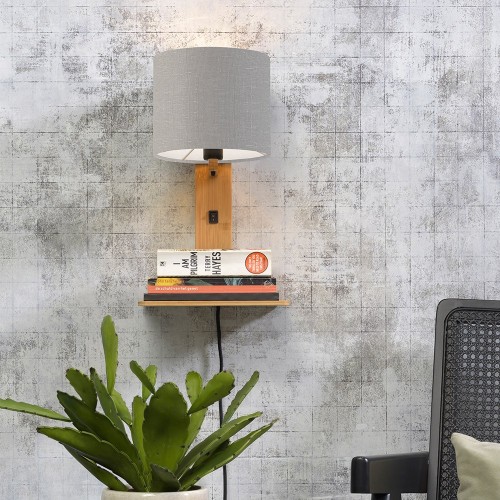Wandlamp Andes plank naturel en lichtgrijs Good & Mojo