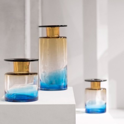 Wind & Feuer Vase blau & bernstein H40 cm Serax 2