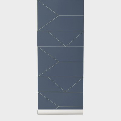 Papel pintado líneas azul oscuro Ferm Living 2