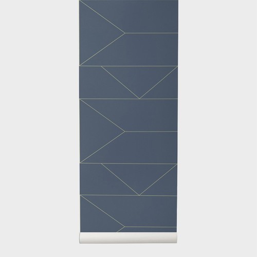Carta da parati a righe blu scuro Ferm Living