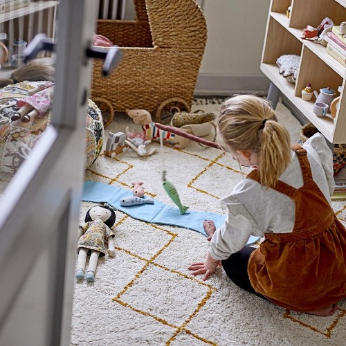 Huso vloerkleed katoen geel Bloomingville