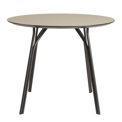 Mesa de comedor árbol Ø90 cm negro y beige Woud Woud