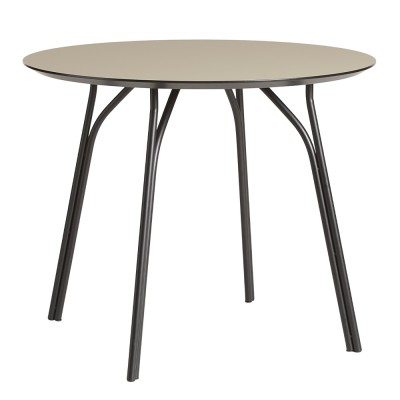 Mesa de comedor árbol Ø90 cm negro y beige Woud 2