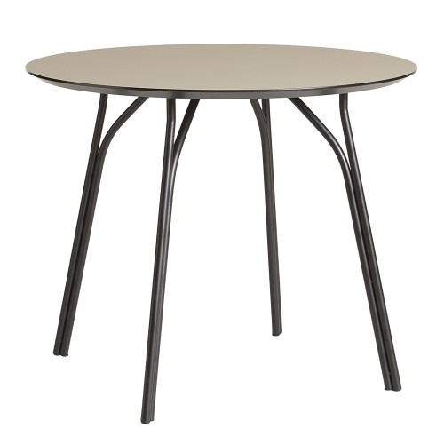 Tree dining table Ø90 cm black and beige Woud