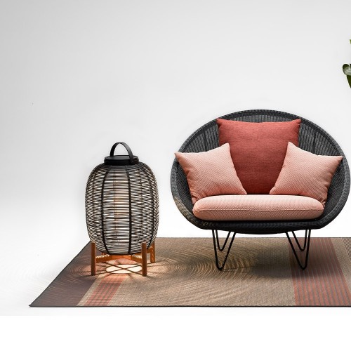 Lanterne Tika noir H69 base teck Vincent Sheppard