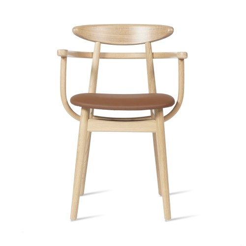 Sedia Teo imbottita con braccioli in rovere naturale Vincent Sheppard