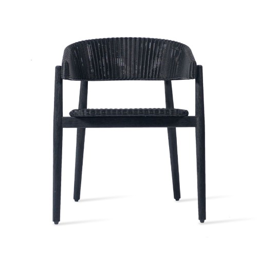 Sedia Mona teak e vimini nero