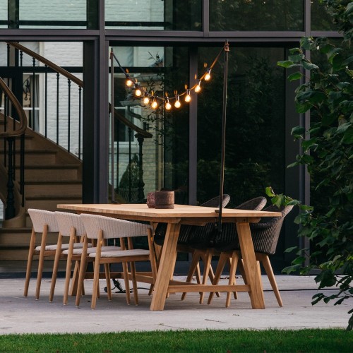 Sedia Mona teak e vimini nero