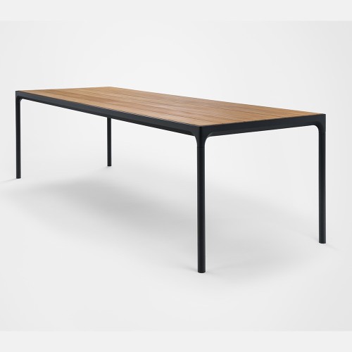 Bambus & schwarzer Ofen 90x270 cm Außentisch Houe