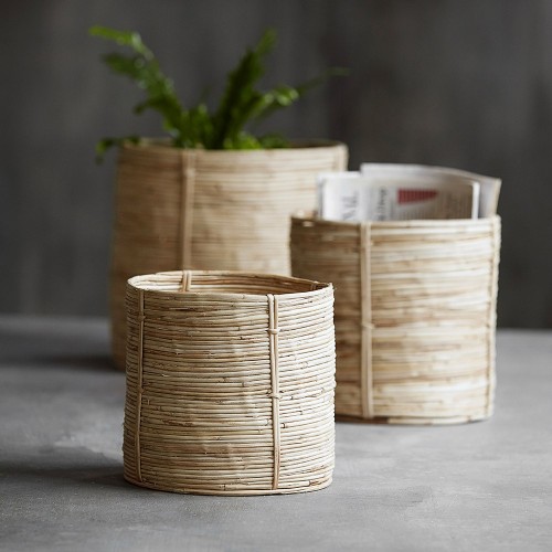 Set of three round natural Chaka baskets House Doctor