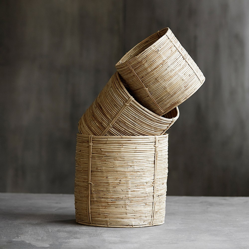 Ensemble de trois paniers ronds Chaka naturel House Doctor