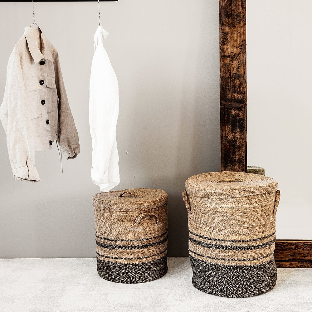 Ensemble de deux paniers à couvercle Laundry naturel House Doctor