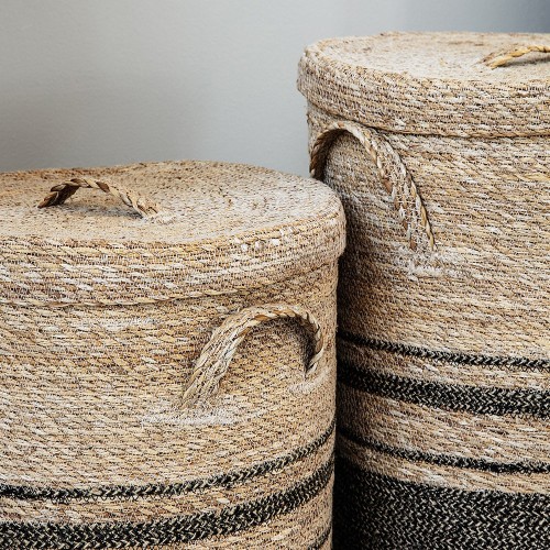 Set of two natural Laundry Lidded Baskets House Doctor