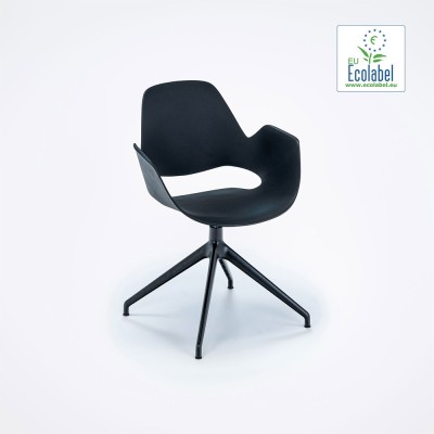 Silla Falk negra con reposabrazos y base giratoria 4 aspas Houe 2