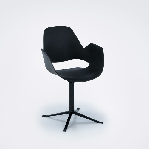 Black Falk chair with armrests and column base Houe