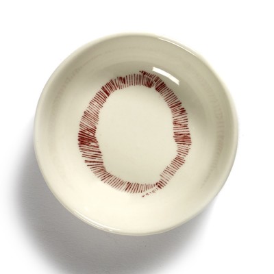 Feast Ottolenghi plate white red stripes XS Serax