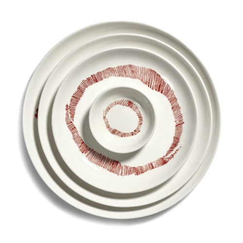 Piatto Festa Ottolenghi bianco strisce rosse XS Serax