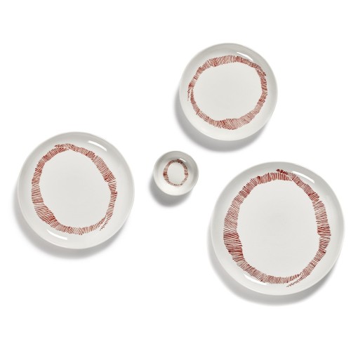 Piatto Festa Ottolenghi bianco strisce rosse XS Serax