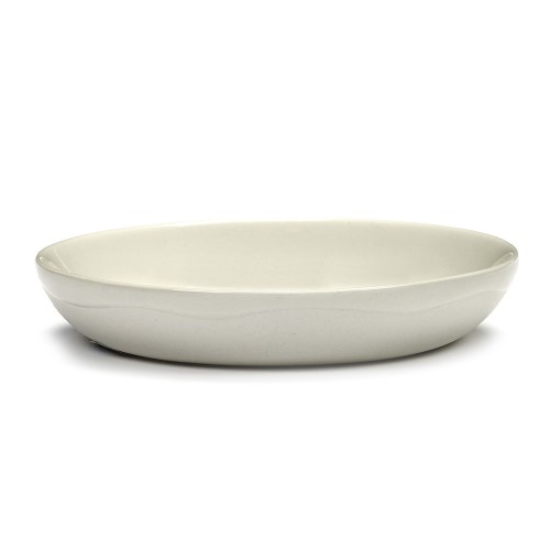 Assiette Feast Ottolenghi blanc rayures bleu foncé S Serax