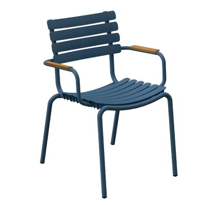 ReClips blauer Outdoor-Stuhl und Bambus-Armlehnen Houe Houe