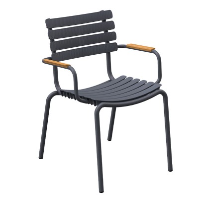 ReClips grauer Outdoor-Stuhl mit Bambus-Armlehnen Houe Houe