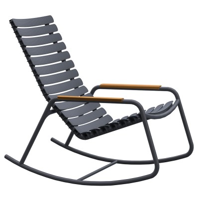 Aanbeveling creëren Bedelen Grijze ReClips schommelstoel voor buiten met bamboe armleuningen | Houe
