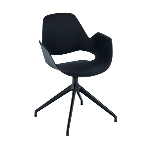 Chaise Falk noir avec accoudoirs et piètement pivotant 4 branches Houe