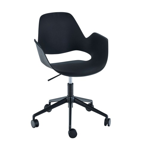 Chaise Falk noir avec accoudoirs et piètement pivotant 4 branches Houe
