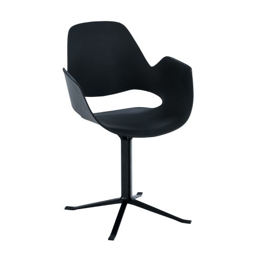 Black Falk chair with armrests and column base Houe