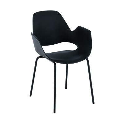 Silla Falk negra con reposabrazos y base de tubo de metal Houe Houe