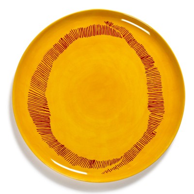 Assiette de service Feast Ottolenghi jaune rayures rouges Serax