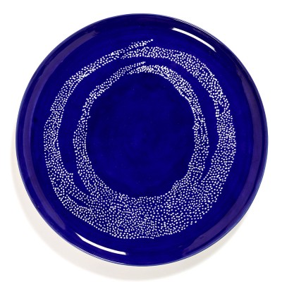 Assiette de service Feast Ottolenghi bleu foncé cercles blancs Serax