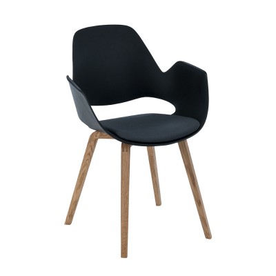 Gray upholstered Falk chair with armrests and oak base Houe Houe