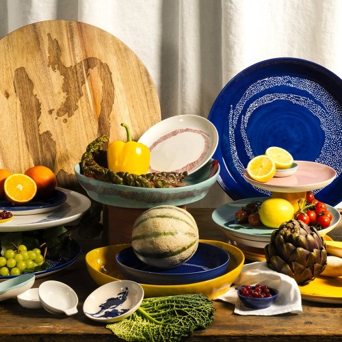 Assiette de service Feast Ottolenghi bleu poivron doré Serax