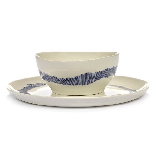 Bowl Feast Ottolenghi blanco rayas azul oscuro S Serax