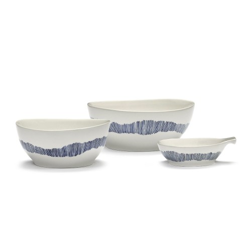 Bowl Feast Ottolenghi white dark blue stripes S Serax