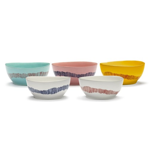 Bowl Feast Ottolenghi white dark blue stripes S Serax