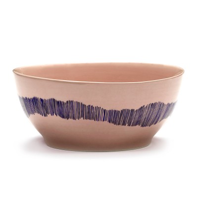 Bowl Feast Ottolenghi pink dark blue stripes S Serax