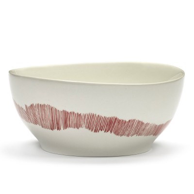 Bowl Feast Ottolenghi white red stripes S Serax